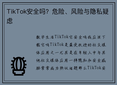 TikTok安全吗？危险、风险与隐私疑虑